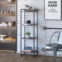 Estante Dynamica 45x30x146cm C/04 Prateleiras Carvalho Dark / Est.preta Carvalho Dark / Est.preta - 2