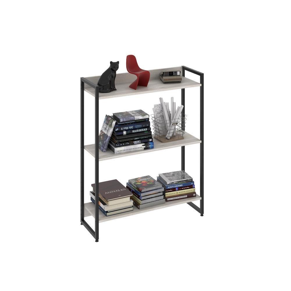 Estante Dynamica 80x30x104cm C/03 Prateleiras Snow / Est.preta Snow / Est.preta - 5