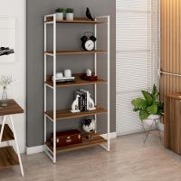 Estante Kuadra 80x40x187cm C/05 Prateleiras Nogal / Est.branca Nogal / Est.branca - 2