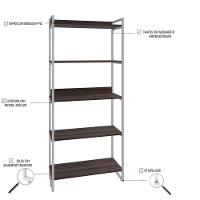 Estante Kuadra 80x40x187cm C/05 Prateleiras Nogal / Est.branca Nogal / Est.branca - 5