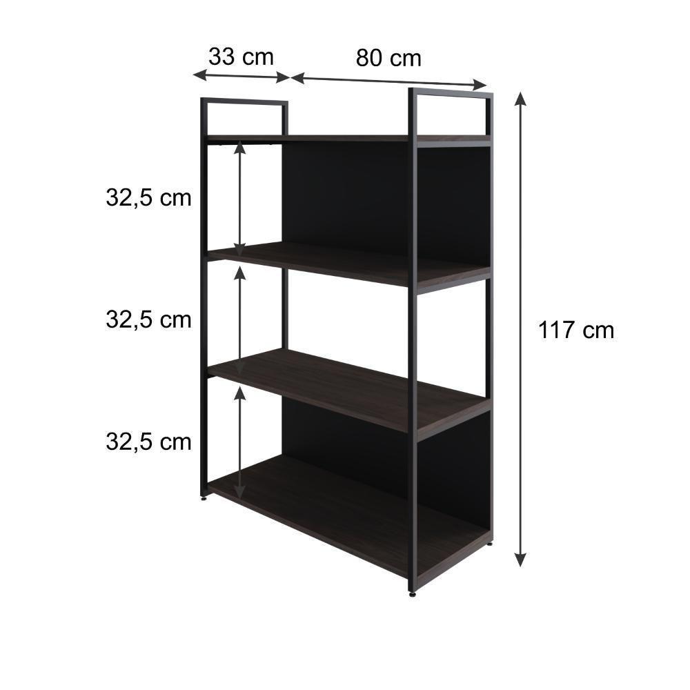 Estante C/04 Prateleiras 118x80x33cm C/fundo Yon Terracota/est.preta Terracota/est.preta - 5