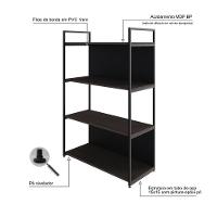 Estante C/04 Prateleiras 118x80x33cm C/fundo Yon Terracota/est.preta Terracota/est.preta - 3