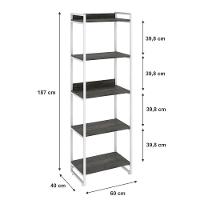 Estante Kuadra 60x40x187cm C/05 Prateleiras Carvalho Dark / Est.branca Carvalho Dark / Est.branca - 5