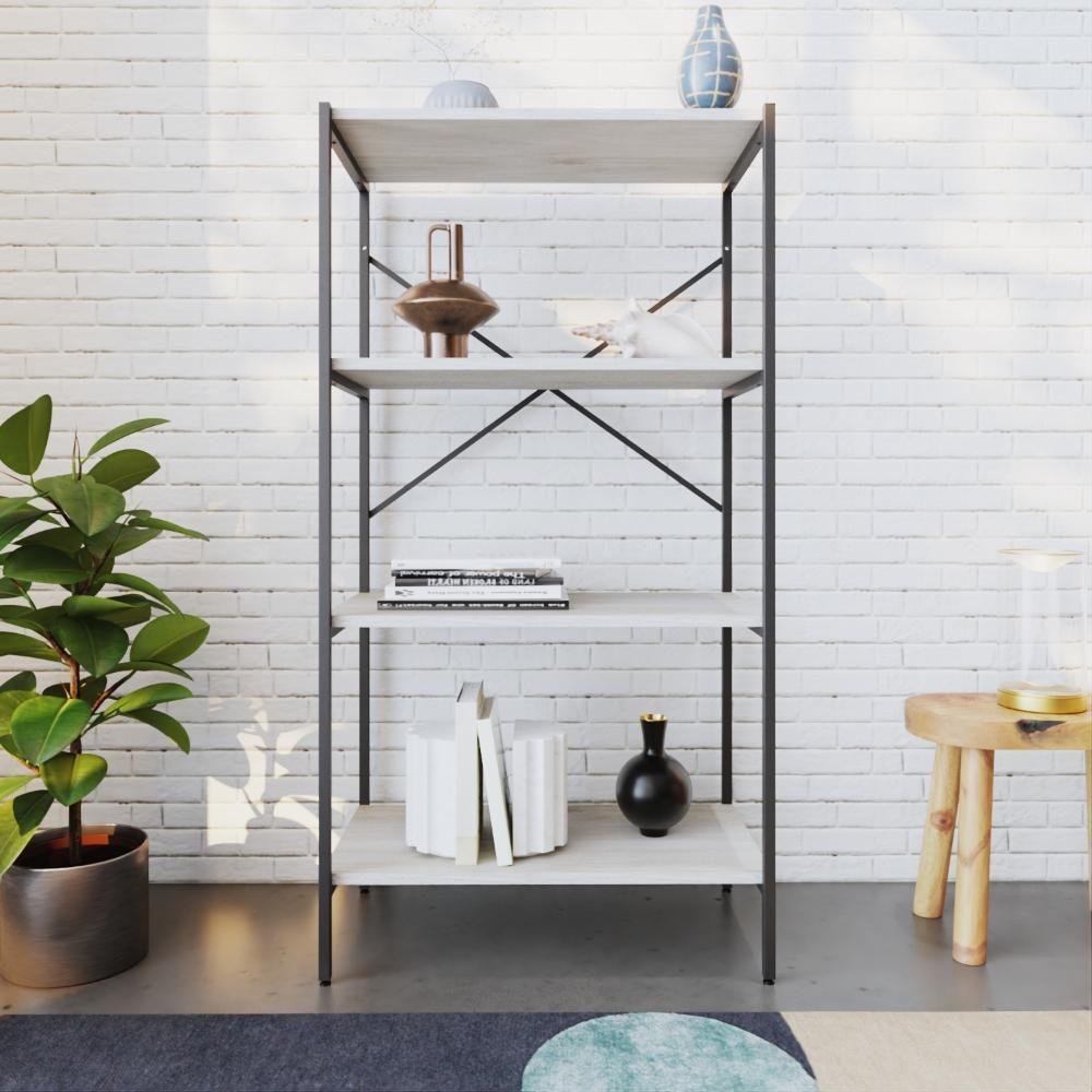 Estante C/04 Prateleiras 118x60x33cm Tub Tueh1164 Snow - Est.preta Snow / Est.preta - 4