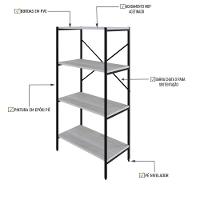 Estante C/04 Prateleiras 118x60x33cm Tub Tueh1164 Snow - Est.preta Snow / Est.preta - 3