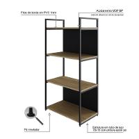 Estante C/04 Prateleiras 118x60x33cm C/fundo Yon Vermont Oak/est.preta Vermont Oak/est.preta - 3