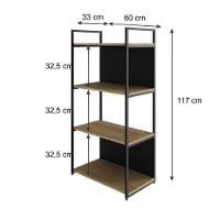 Estante C/04 Prateleiras 118x60x33cm C/fundo Yon Vermont Oak/est.preta Vermont Oak/est.preta - 5