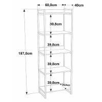Estante Kuadra 60x40x187cm C/05 Prateleiras Snow / Est.preta Snow / Est.preta - 2