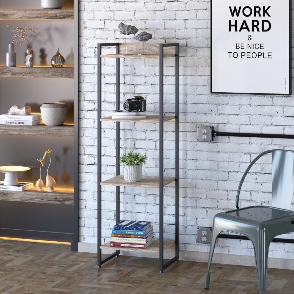 Estante Dynamica 45x30x146cm C/04 Prateleiras Carvalho / Est.preta Carvalho / Est.preta - 2