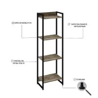 Estante Dynamica 45x30x146cm C/04 Prateleiras Carvalho / Est.preta Carvalho / Est.preta - 3