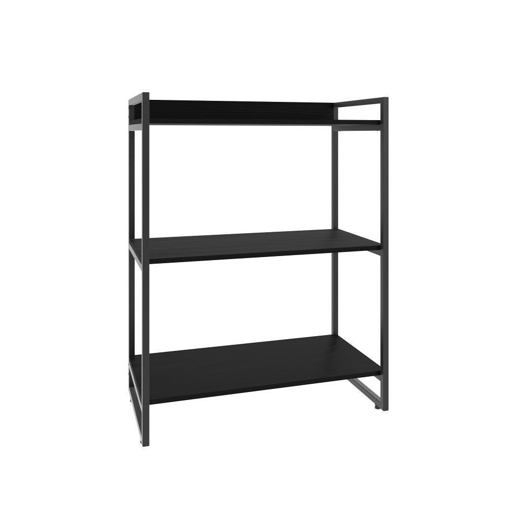 Estante Kuadra 80x40x104cm C/03 Prateleiras Preto ônix / Est.preta Preto ônix / Est.preta - 1