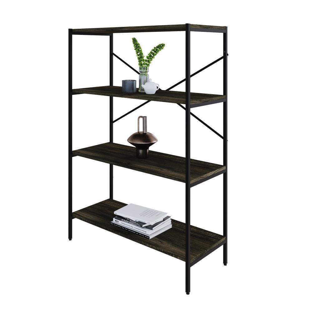 Estante C/04 Prateleiras 118x80x33cm Tub Tueh1184 Carvalho Dark - Est.preta Carvalho Dark / Est.preta - 5