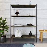 Estante C/04 Prateleiras 118x80x33cm Tub Tueh1184 Carvalho Dark - Est.preta Carvalho Dark / Est.preta