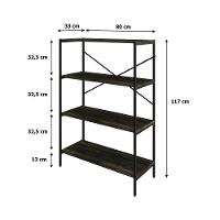 Estante C/04 Prateleiras 118x80x33cm Tub Tueh1184 Carvalho Dark - Est.preta Carvalho Dark / Est.preta - 7