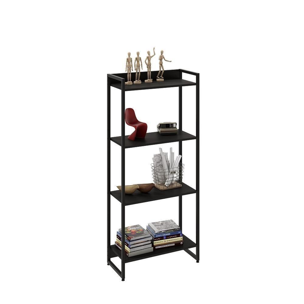 Estante Dynamica 60x30x146cm C/04 Prateleiras Preto ônix / Est.preta Preto ônix / Est.preta - 5