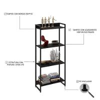 Estante Dynamica 60x30x146cm C/04 Prateleiras Preto ônix / Est.preta Preto ônix / Est.preta