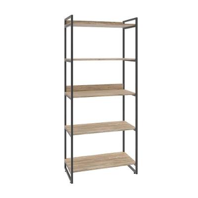 Estante Kuadra 80x40x187cm C/05 Prateleiras Carvalho / Est.preta Carvalho / Est.preta