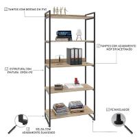 Estante Kuadra 80x40x187cm C/05 Prateleiras Carvalho / Est.preta Carvalho / Est.preta - 6