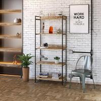 Estante Kuadra 80x40x187cm C/05 Prateleiras Carvalho / Est.preta Carvalho / Est.preta - 3