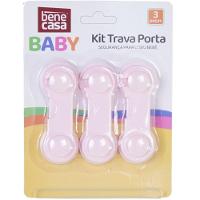 Kit Trava Porta 3 Peças Para Bebês E Crianças Rosa - 1