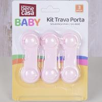 Kit Trava Porta 3 Peças Para Bebês E Crianças Rosa - 3