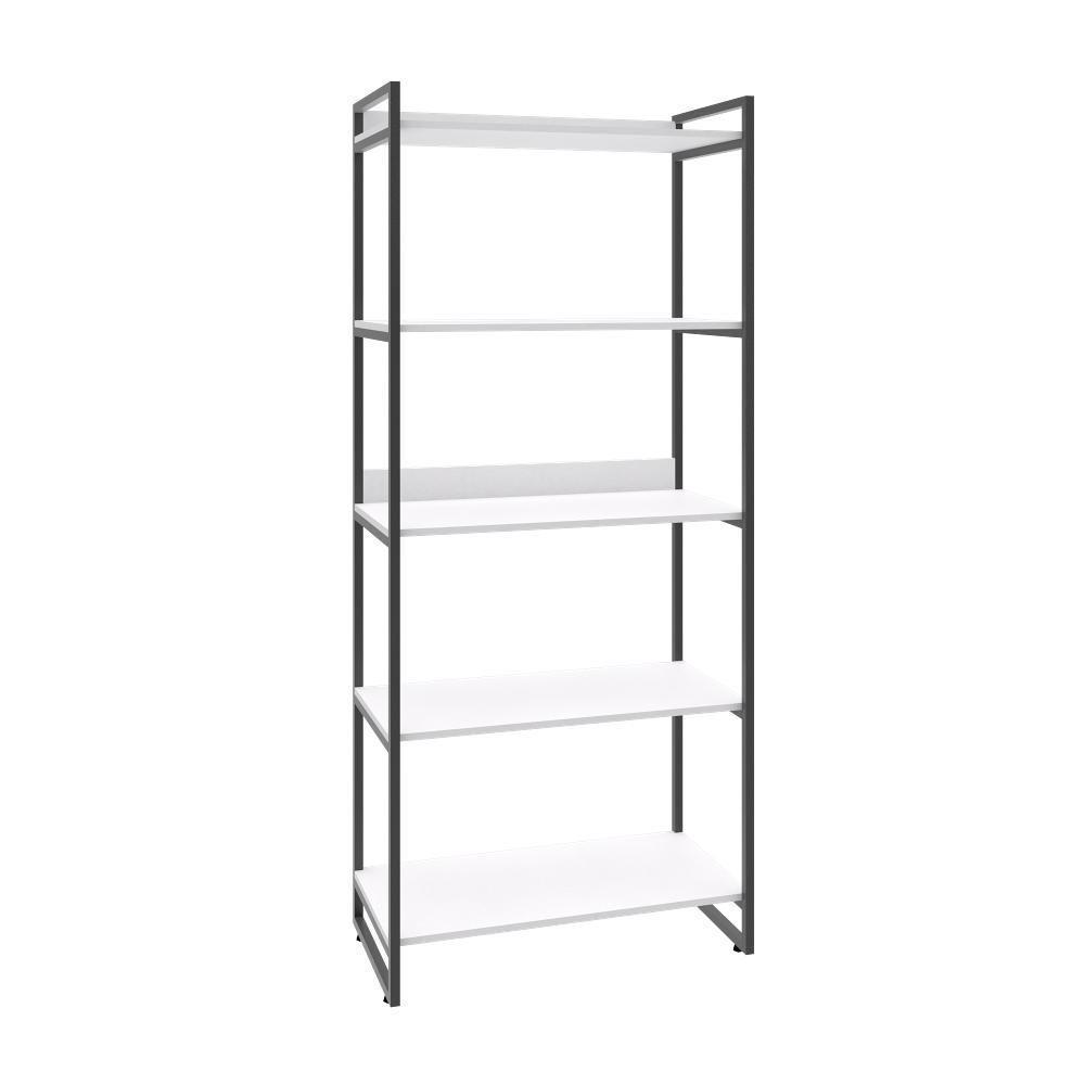 Estante Kuadra 80x40x187cm C/05 Prateleiras Branco Chess / Est.preta Branco Chess / Est.preta - 1