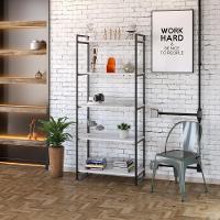 Estante Kuadra 80x40x187cm C/05 Prateleiras Branco Chess / Est.preta Branco Chess / Est.preta - 3