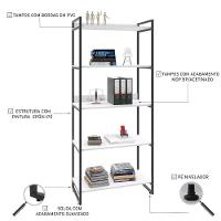 Estante Kuadra 80x40x187cm C/05 Prateleiras Branco Chess / Est.preta Branco Chess / Est.preta