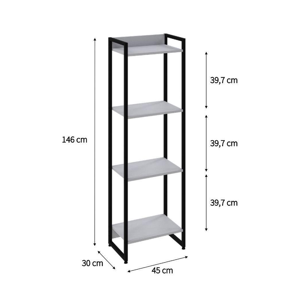 Estante Dynamica 45x30x146cm C/04 Prateleiras Branco Chess / Est.preta Branco Chess / Est.preta - 5