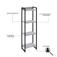 Estante Dynamica 45x30x146cm C/04 Prateleiras Branco Chess / Est.preta Branco Chess / Est.preta - 3
