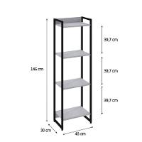 Estante Dynamica 45x30x146cm C/04 Prateleiras Branco Chess / Est.preta Branco Chess / Est.preta - 5