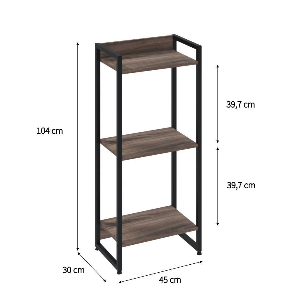 Estante Dynamica 45x30x104cm C/03 Prateleiras Nogal / Est.preta Nogal / Est.preta - 5