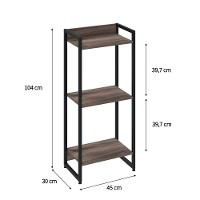 Estante Dynamica 45x30x104cm C/03 Prateleiras Nogal / Est.preta Nogal / Est.preta - 5