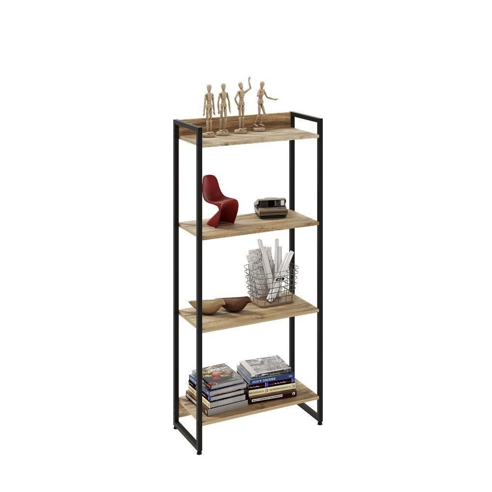 Estante Dynamica 60x30x146cm C/04 Prateleiras Carvalho / Est.preta Carvalho / Est.preta - 5