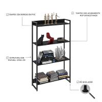 Estante Dynamica 80x30x146cm C/04 Prateleiras Preto ônix / Est.preta Preto ônix / Est.preta