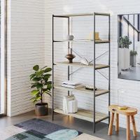 Estante C/05 Prateleiras 152x80x33cm Tub Tueh1585 Carvalho - Est.preta Carvalho / Est.preta - 2