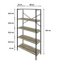 Estante C/05 Prateleiras 152x80x33cm Tub Tueh1585 Carvalho - Est.preta Carvalho / Est.preta - 7