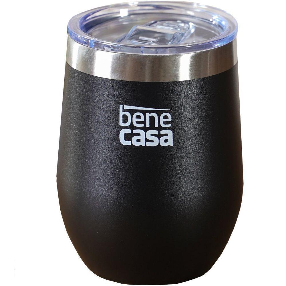 Copo Térmico Para Bebidas Com Tampa 360ml Preto - 1