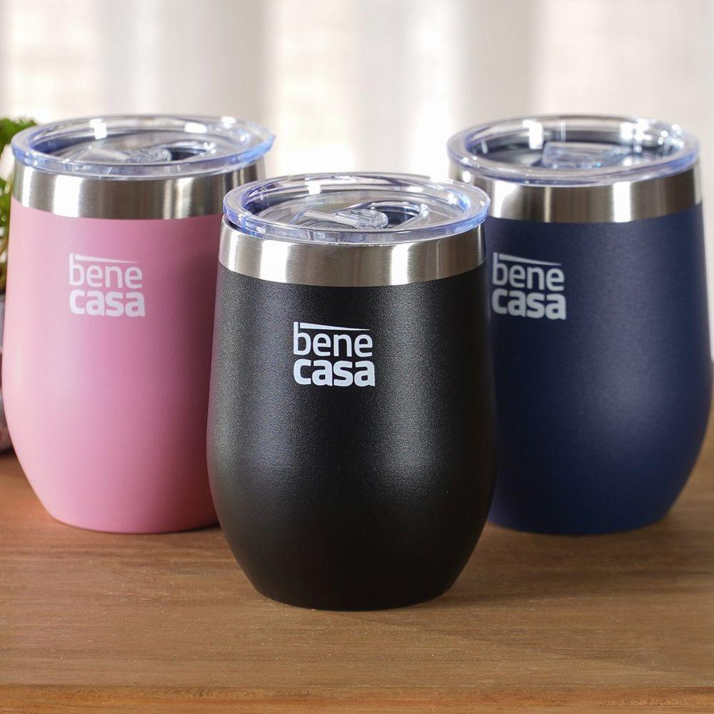 Copo Térmico Para Bebidas Com Tampa 360ml Preto - 6