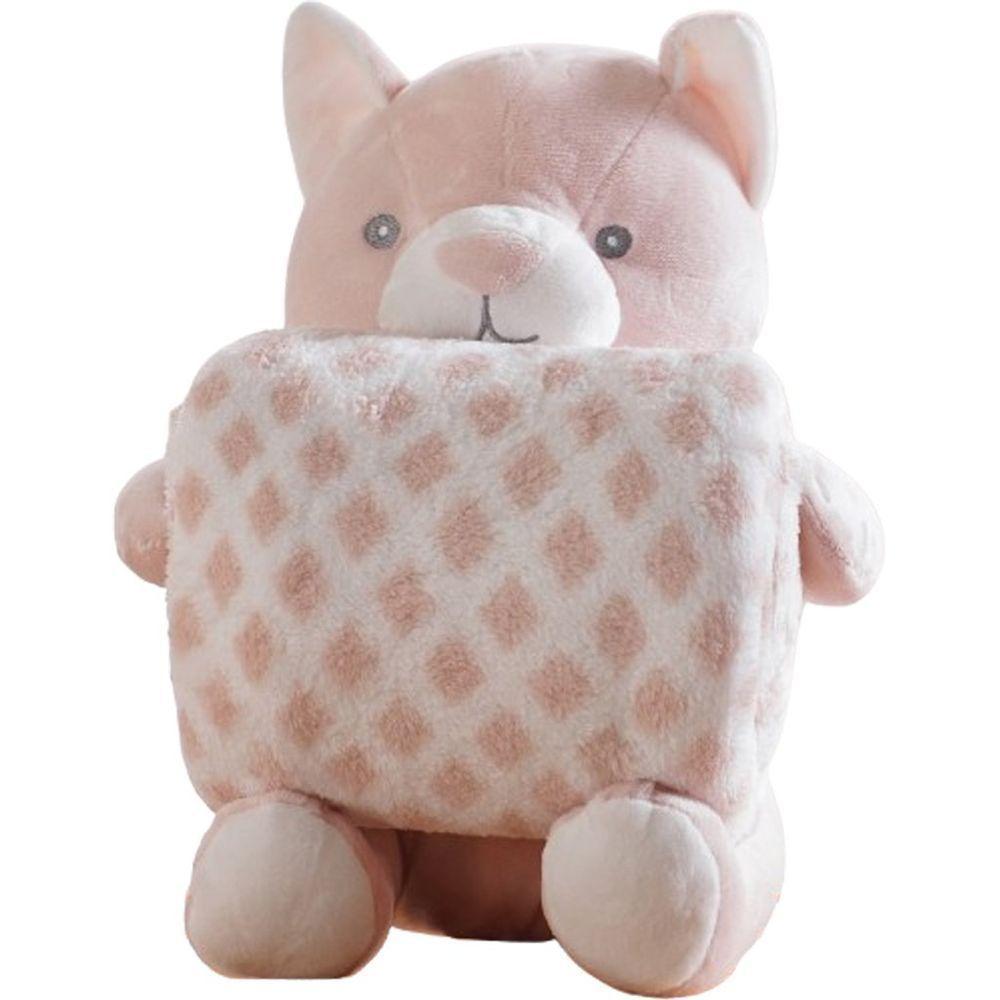 Bichinho De Pelúcia Fazenda New Com Manta Bebê 100x75cm Gatinho - 1