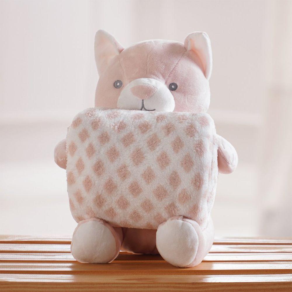 Bichinho De Pelúcia Fazenda New Com Manta Bebê 100x75cm Gatinho - 5