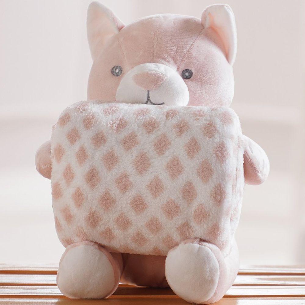 Bichinho De Pelúcia Fazenda New Com Manta Bebê 100x75cm Gatinho - 6