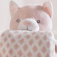 Bichinho De Pelúcia Fazenda New Com Manta Bebê 100x75cm Gatinho - 2