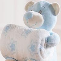 Bichinho De Pelúcia Carinhoso New Com Manta Bebê 100x75cm Ursinho Azul - 2