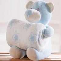 Bichinho De Pelúcia Carinhoso New Com Manta Bebê 100x75cm Ursinho Azul - 6