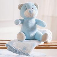 Bichinho De Pelúcia Carinhoso New Com Manta Bebê 100x75cm Ursinho Azul - 7