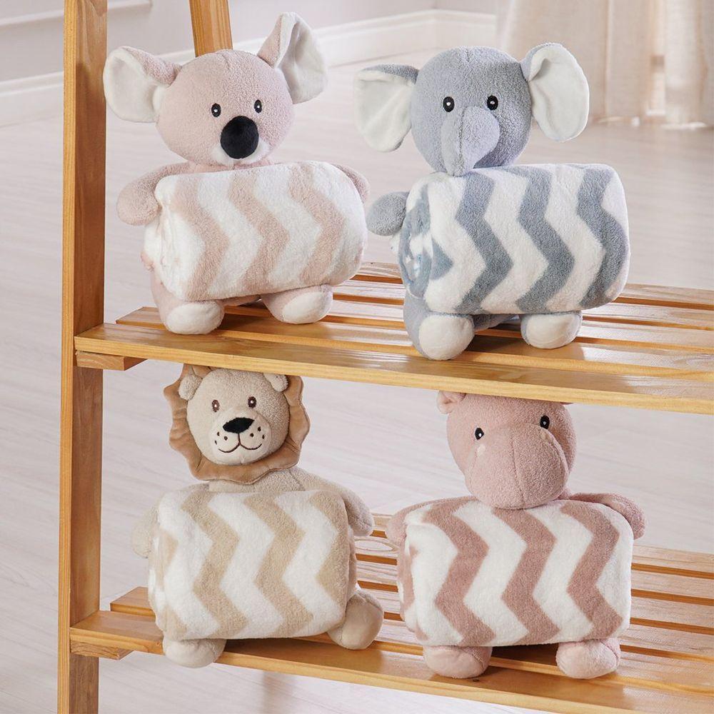 Bichinho De Pelúcia Floresta New Com Manta Bebê 100x75cm Elefante - 4