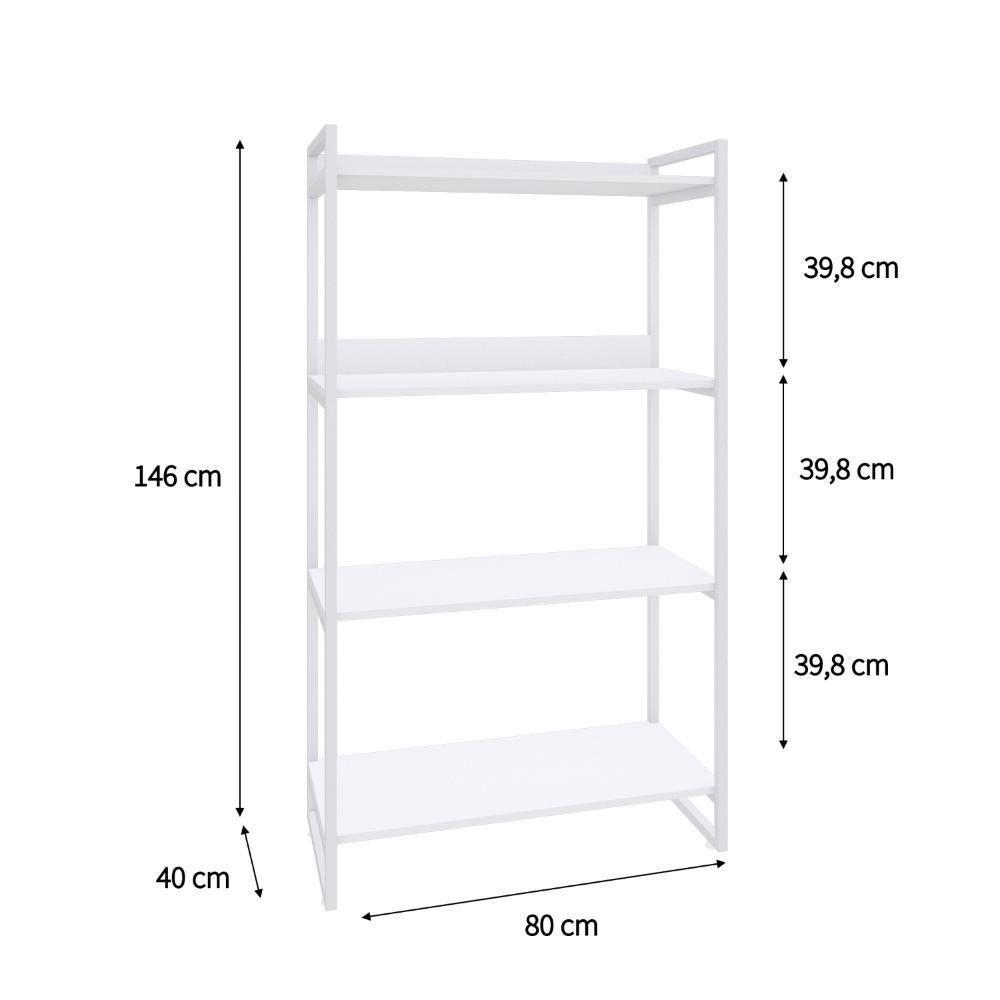 Estante Kuadra 80x40x146cm C/04 Prateleiras Branco Chess / Est.branca Branco Chess / Est.branca - 5