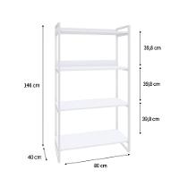 Estante Kuadra 80x40x146cm C/04 Prateleiras Branco Chess / Est.branca Branco Chess / Est.branca - 5