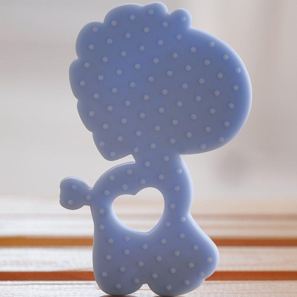Mordedor Girafa Funny Para Bebê De Silicone 7,03x6,55x0,83cm Azul - 4